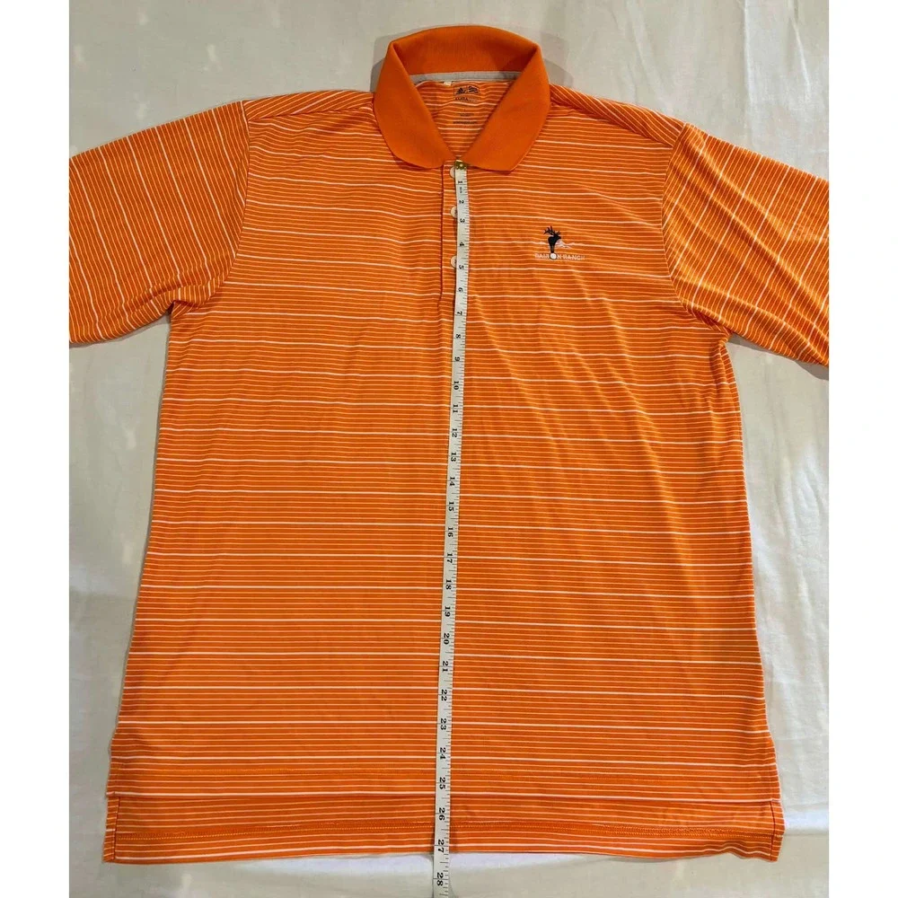 Adidas Golf Mens Climalite Polo Shirt Orange White Striped Dalton‎ Ranch Large
